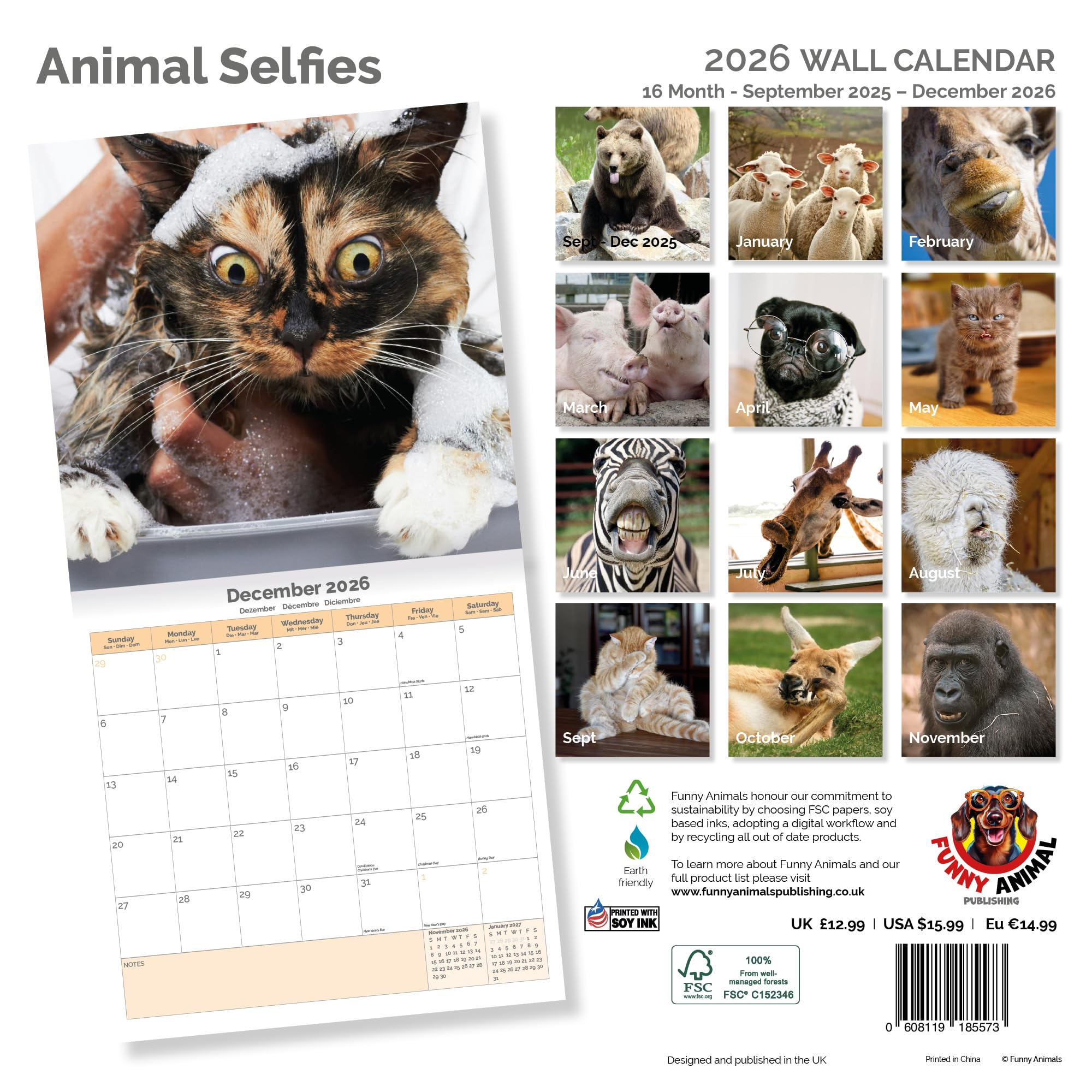 Animal Selfies Calendar 2026