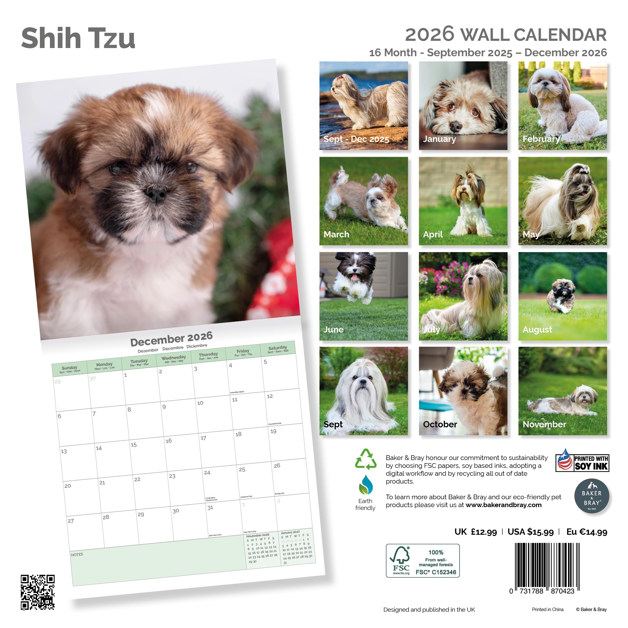 Shih Tzu Calendar 2026