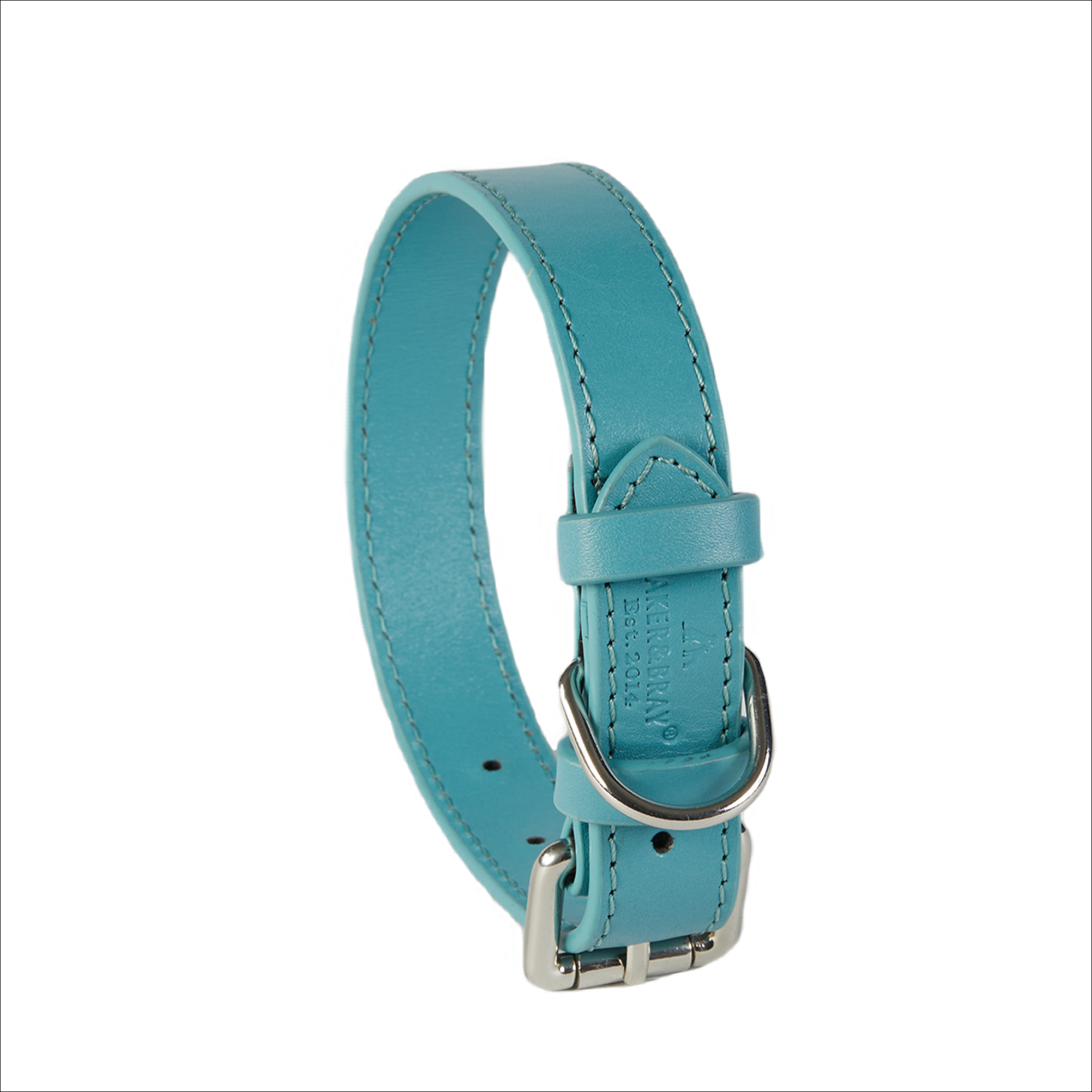 Eco Friendly Leather Dog Collar & Lead Set, Lagoon