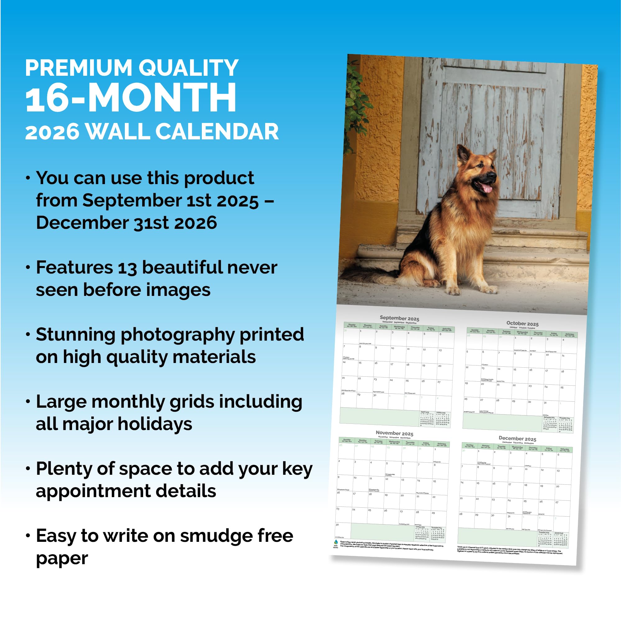 German Shepherd Calendar 2026