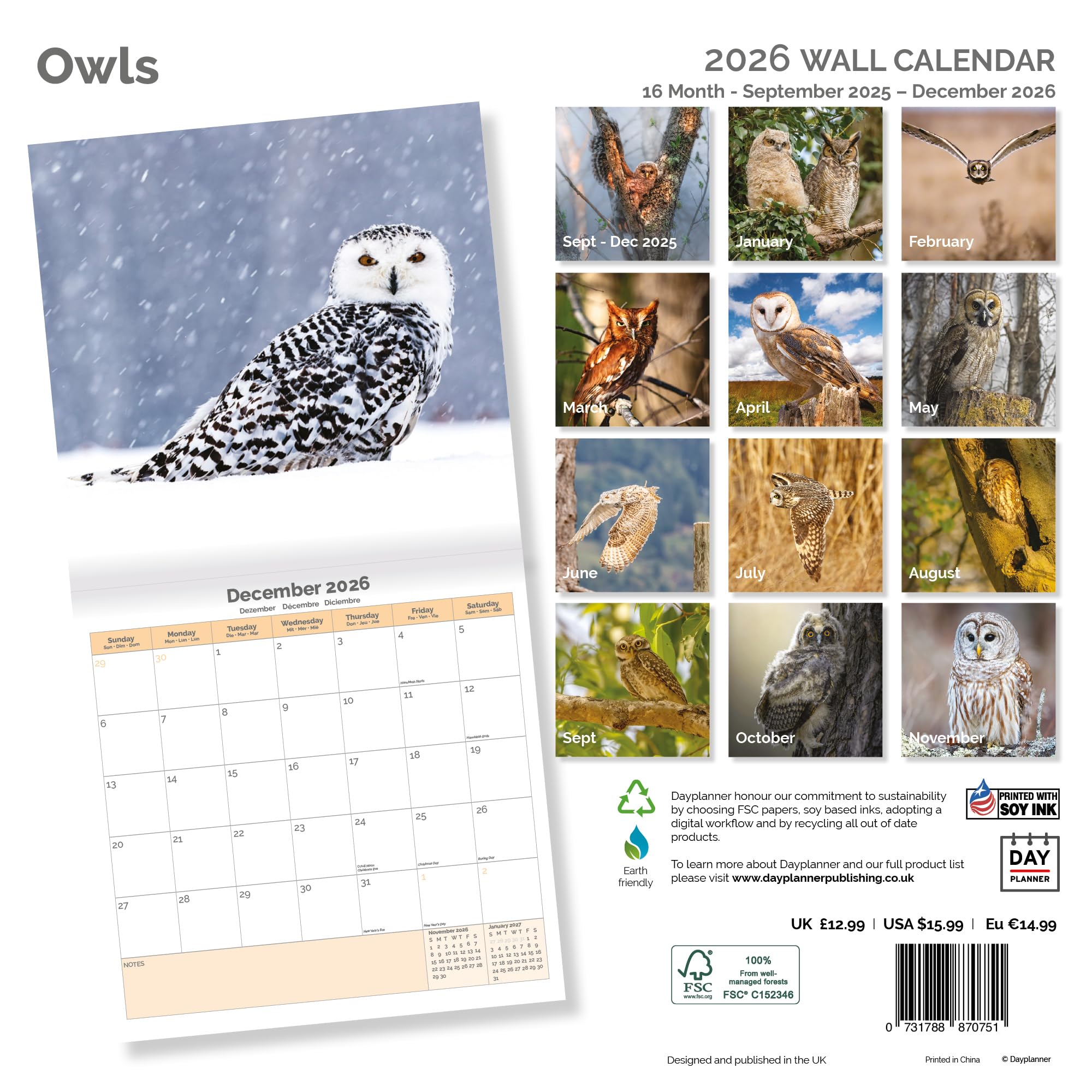 Owls Calendar 2026