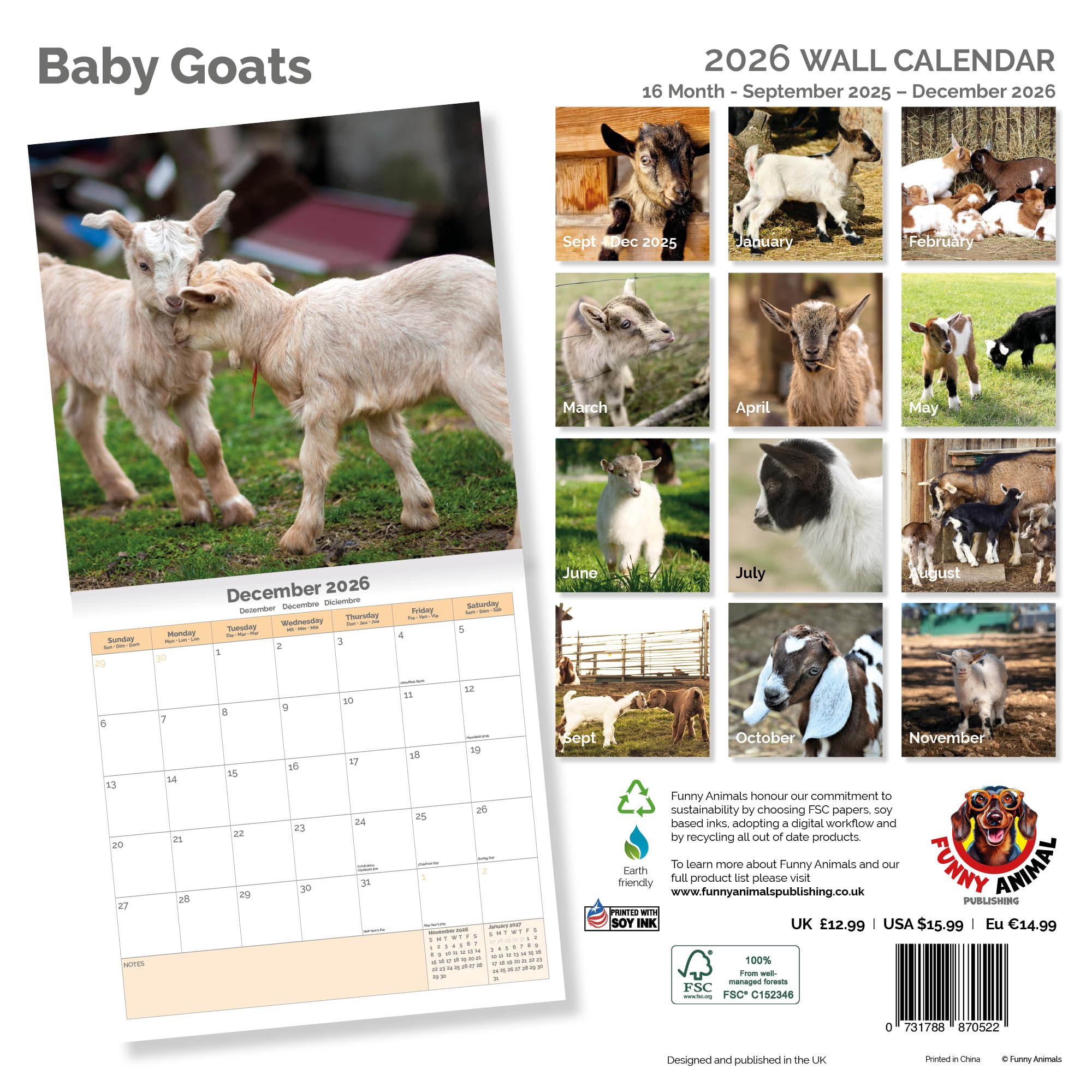 Baby Goats Calendar 2026
