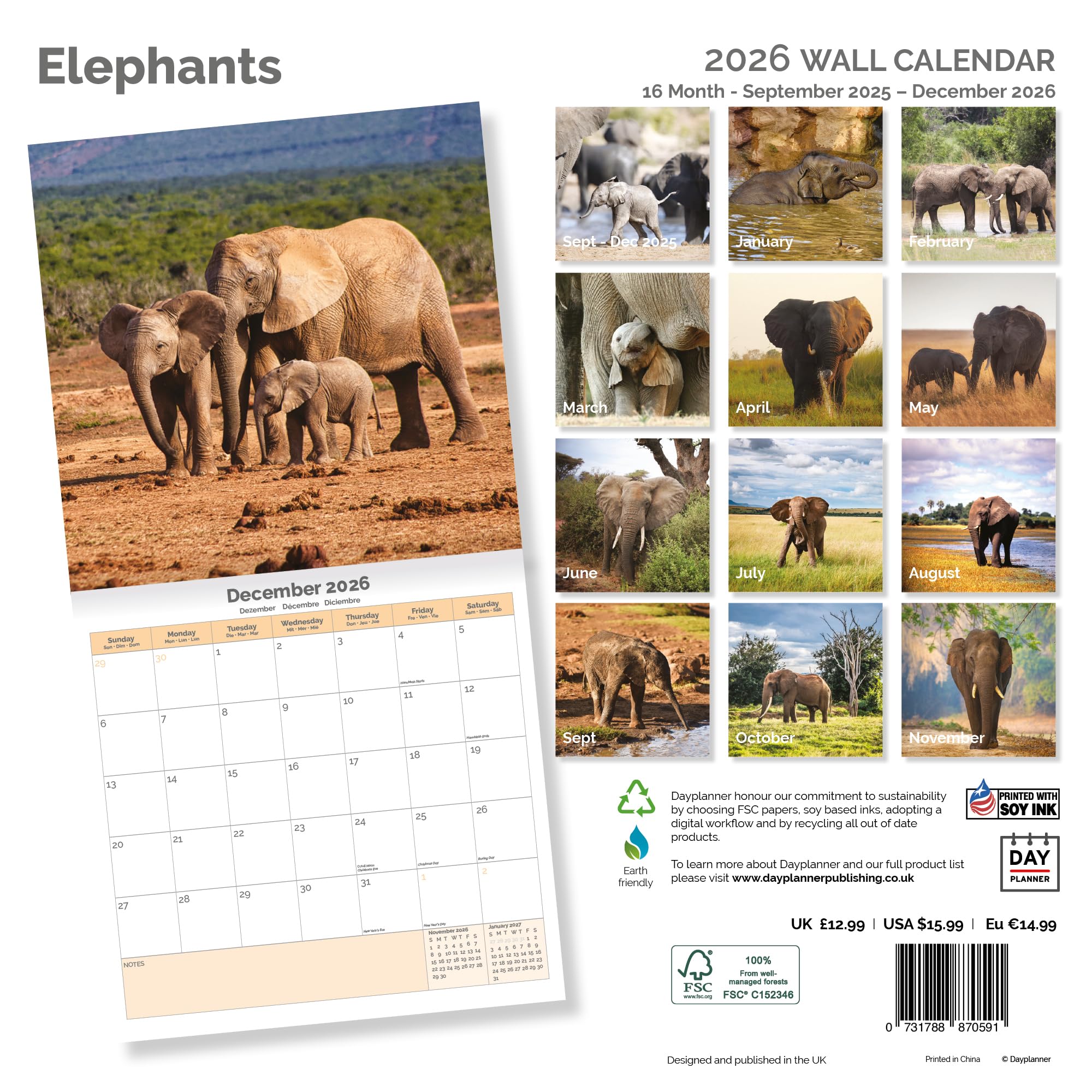 Elephants Calendar 2026