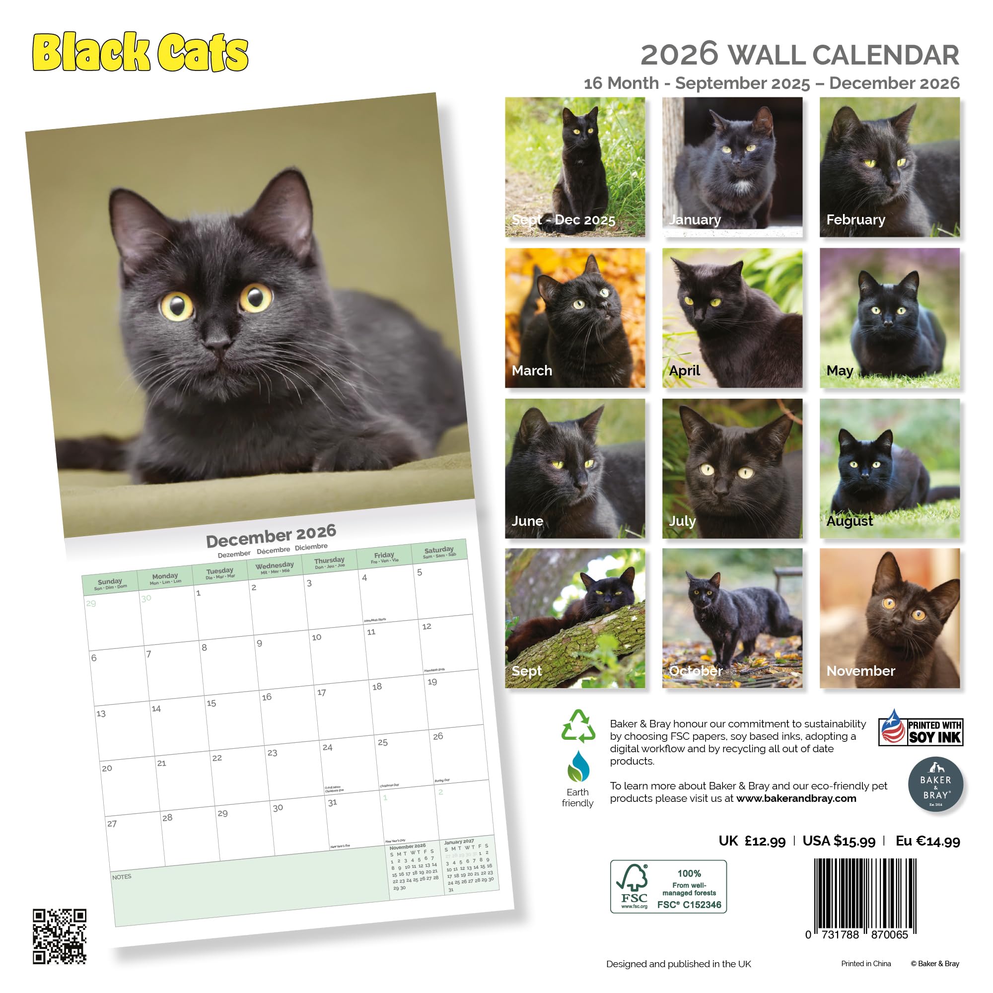 Black Cats Calendar 2026