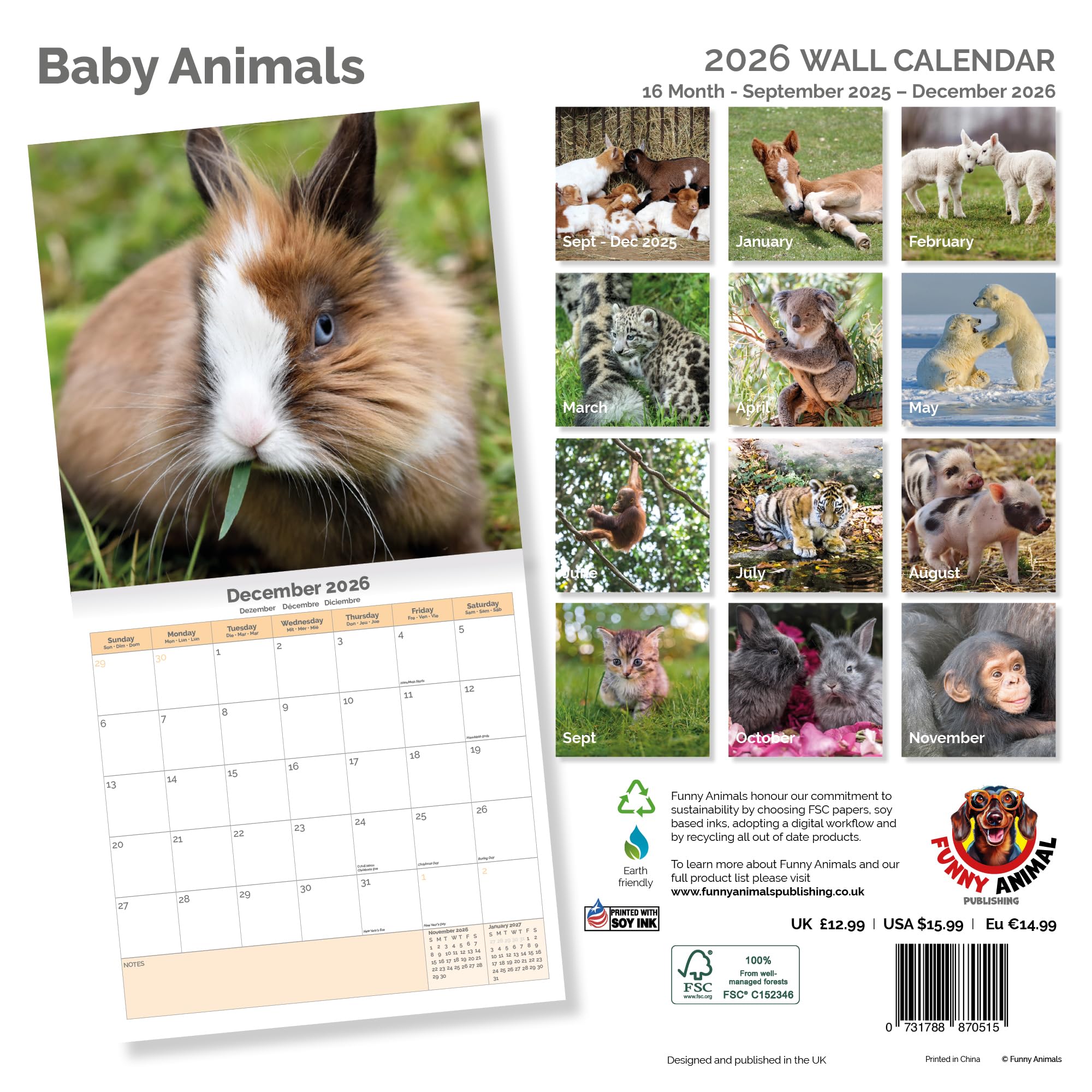 Baby Animals Calendar 2026