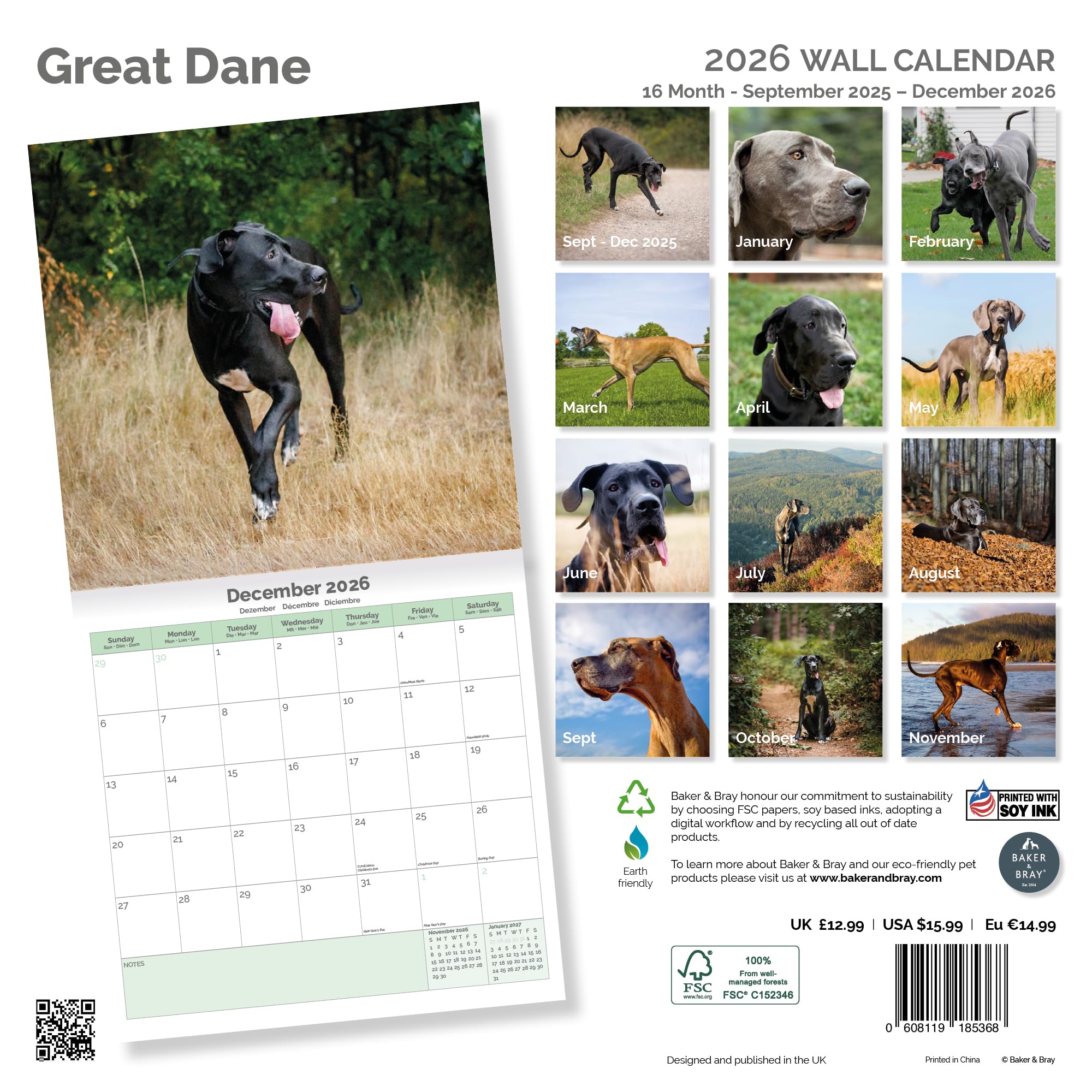 Great Dane Calendar 2026