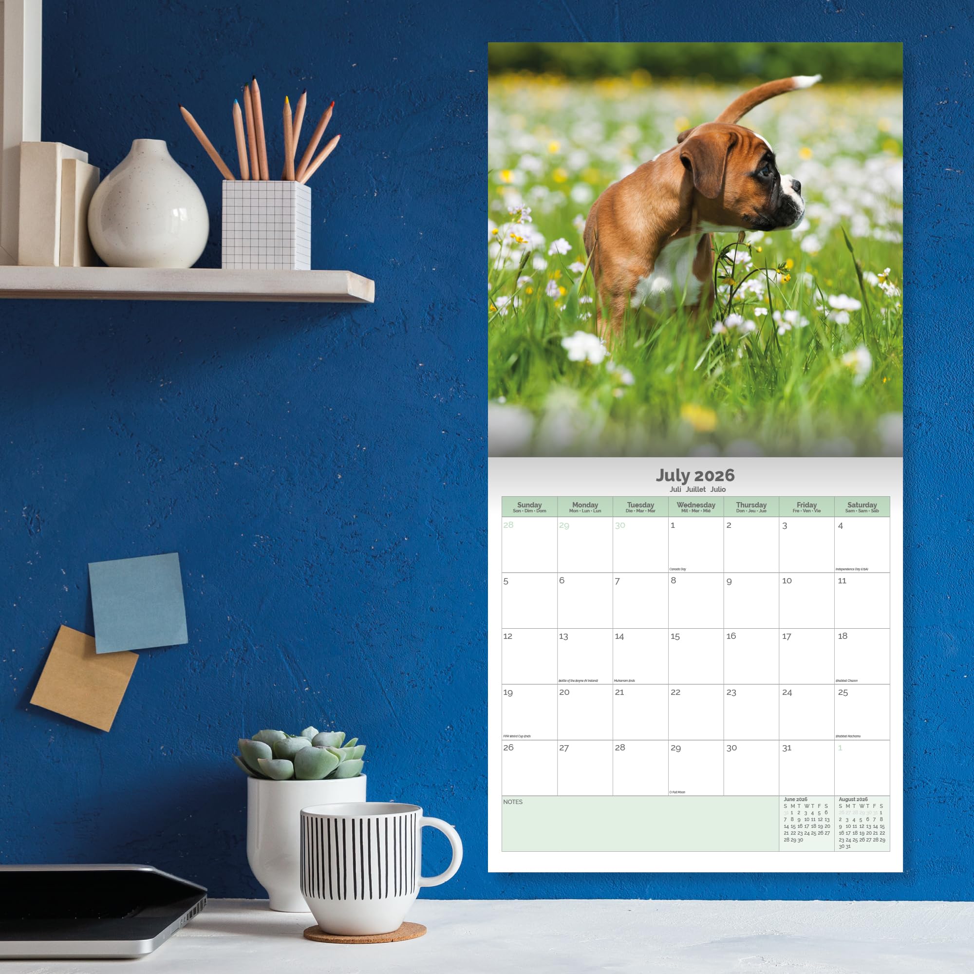 Boxer Dog Puppies Calendar 2026