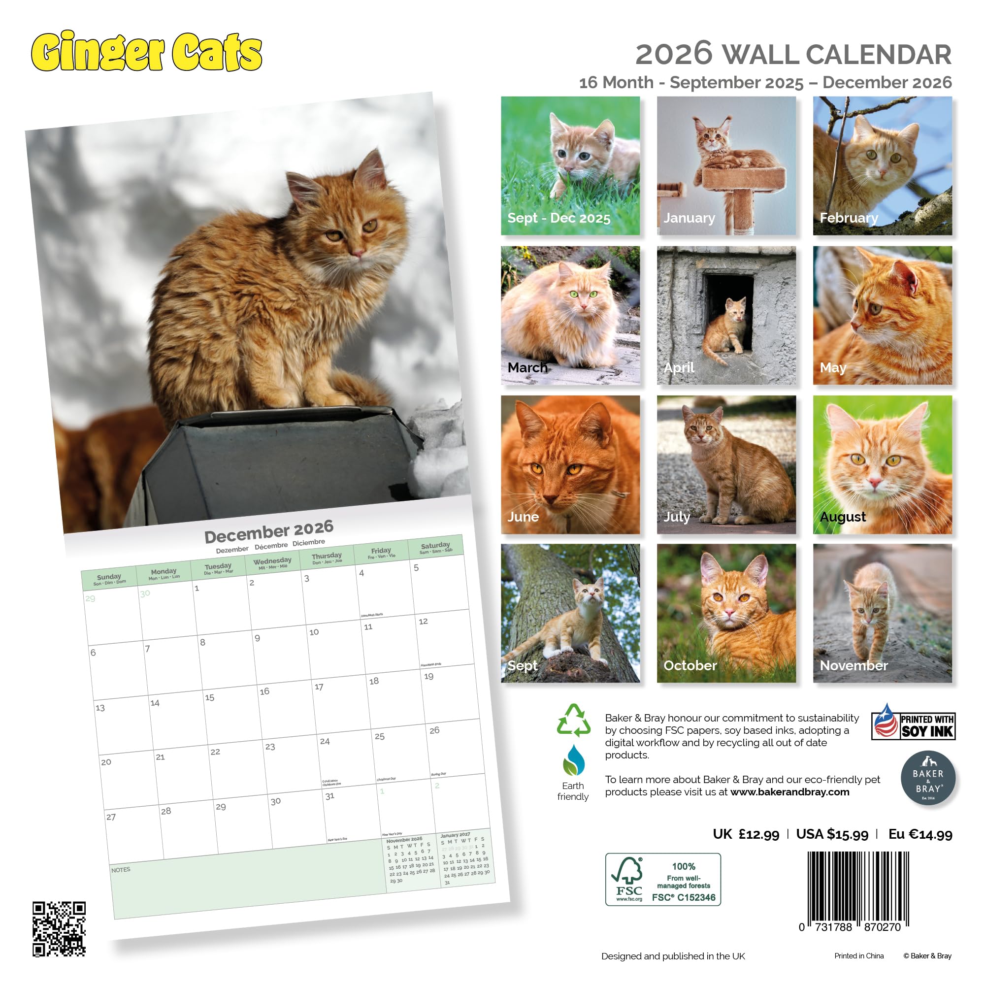 Ginger Cats Calendar 2026