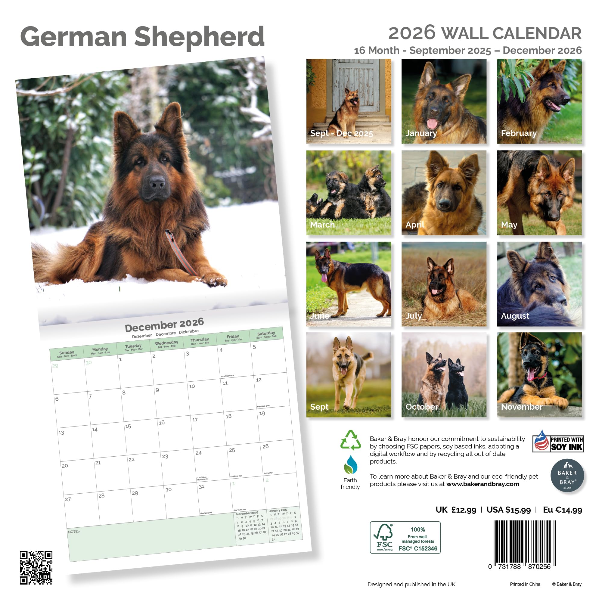 German Shepherd Calendar 2026