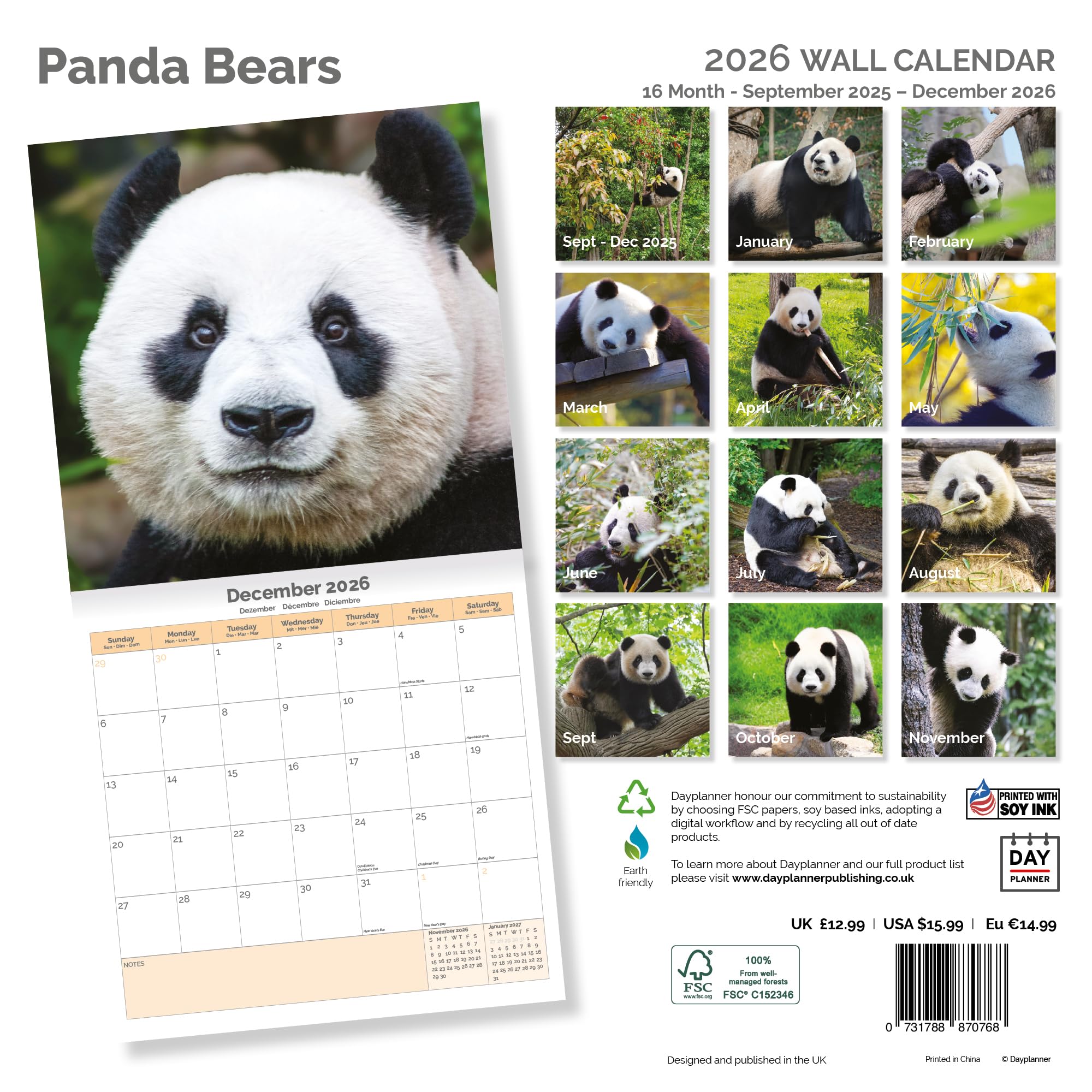 Panda Bears Calendar 2026,