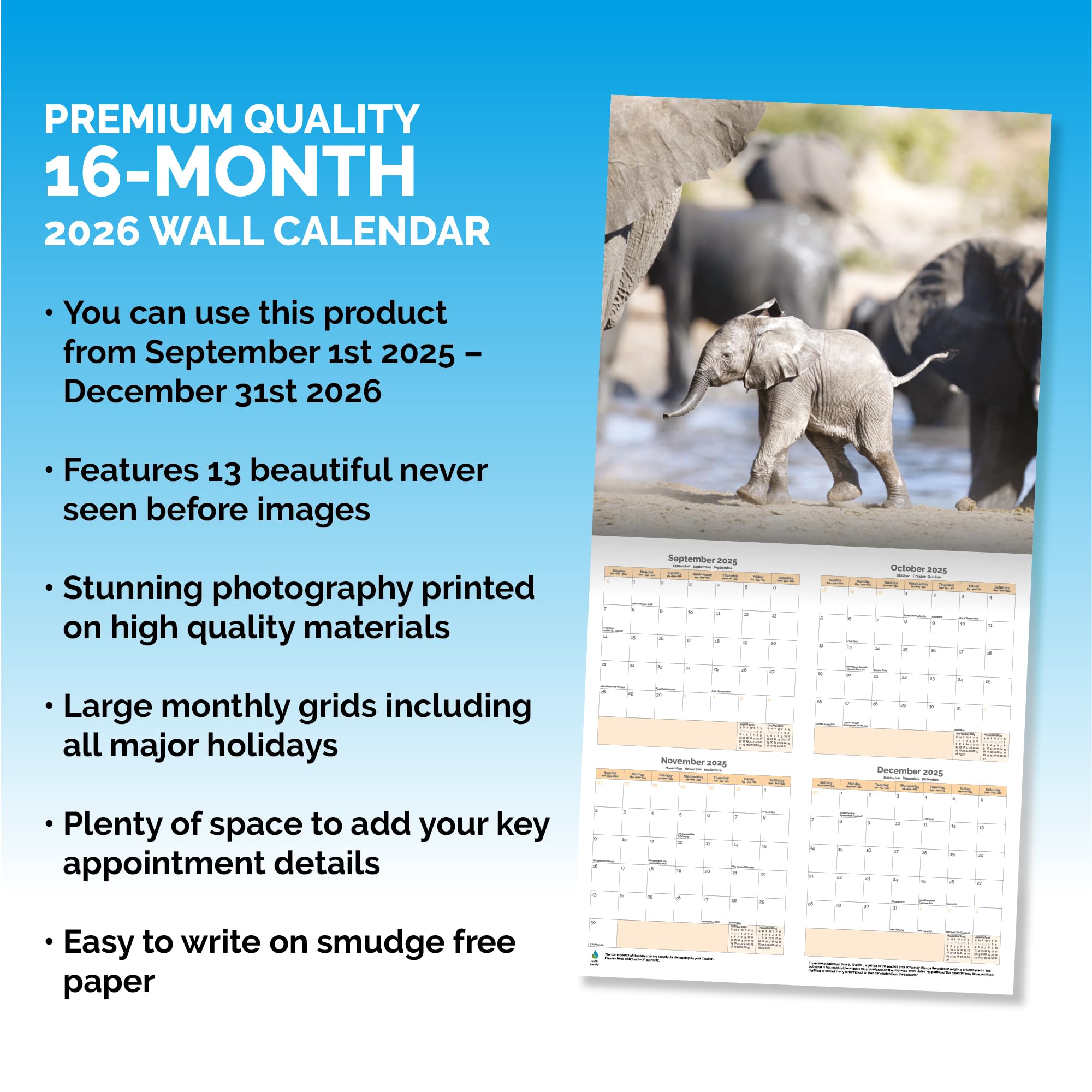 Elephants Calendar 2026