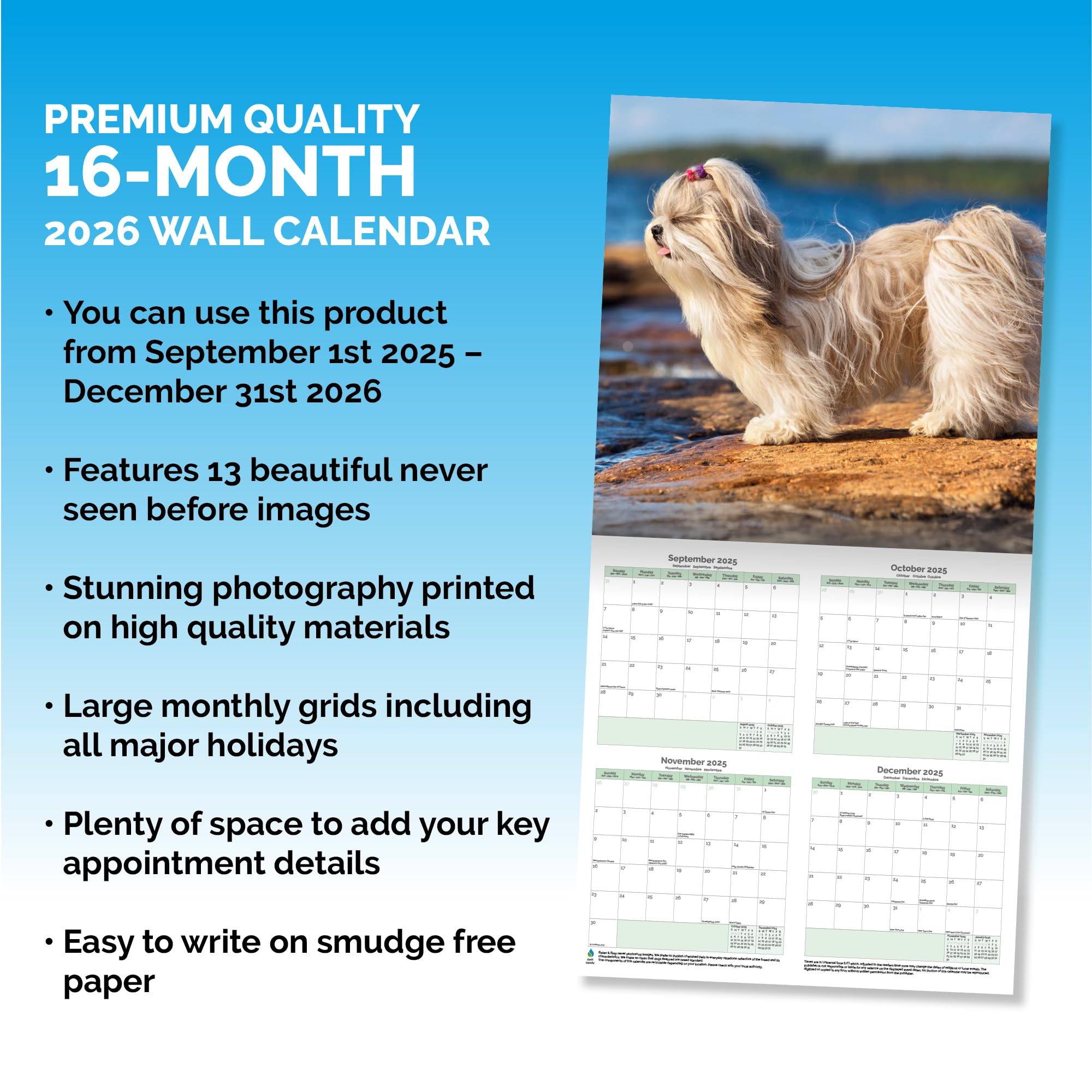 Shih Tzu Calendar 2026