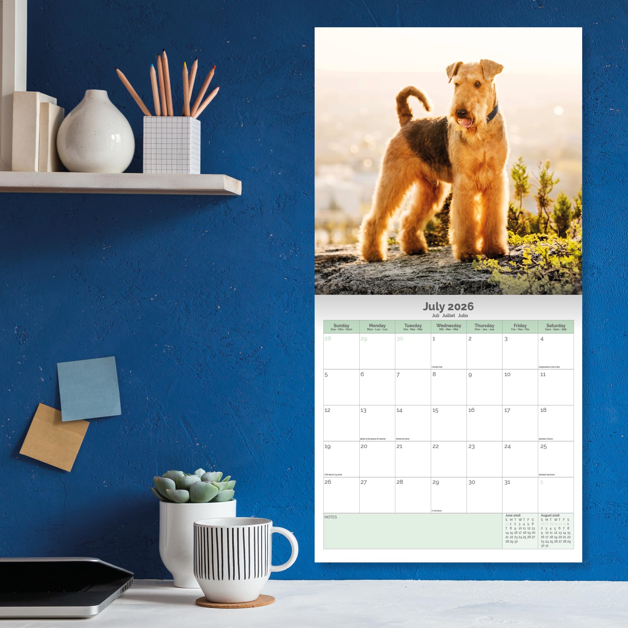 Airedale Terrier Calendar 2026