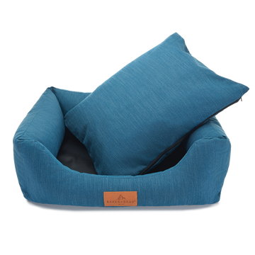Medium Memory Foam Hondenbed: orthopedische waterdichte huisdierbankbedden wasbaar - Bolster puppy kussen mat met kussen en afneembare hoes voor kleine honden katten M (69x51cm