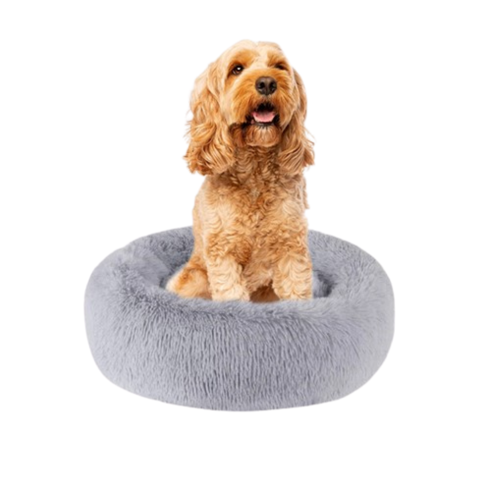 Eco Friendly Calming Donut Dog Bed, Grey