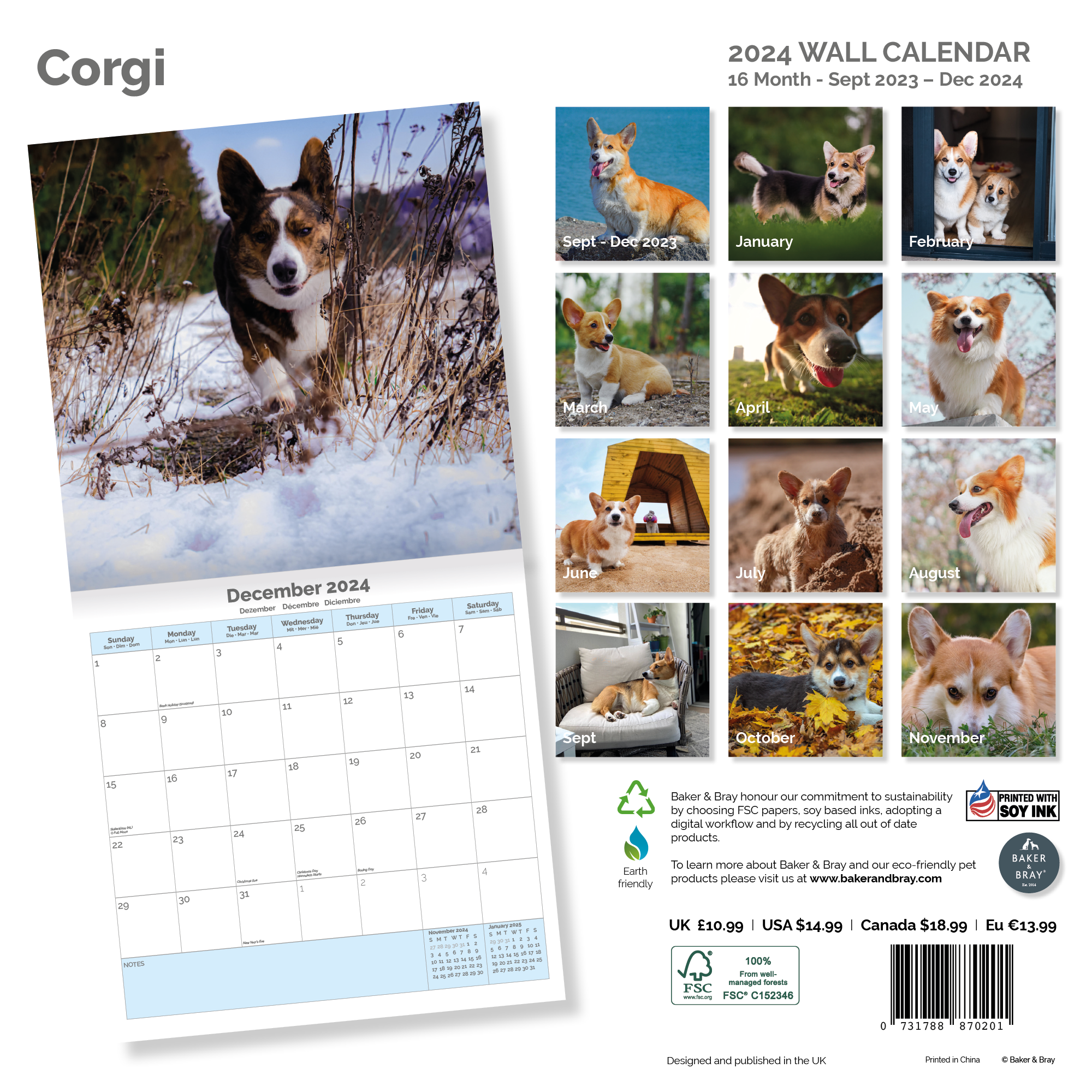Corgi Calendar 2024