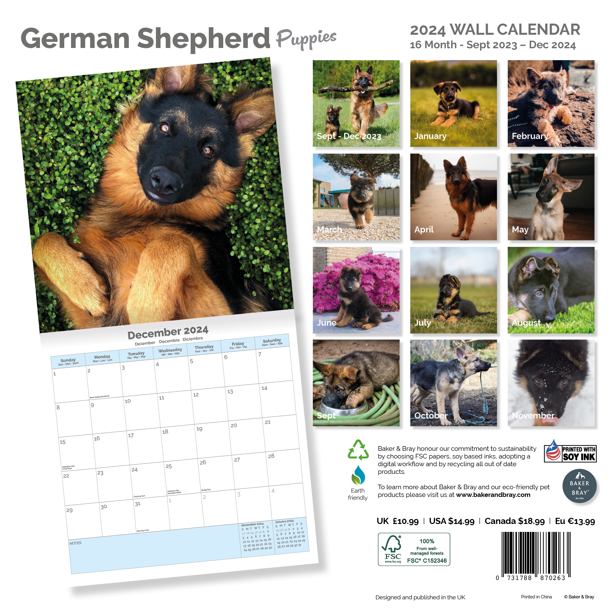 German Shepherd Puppies Calendar 2024