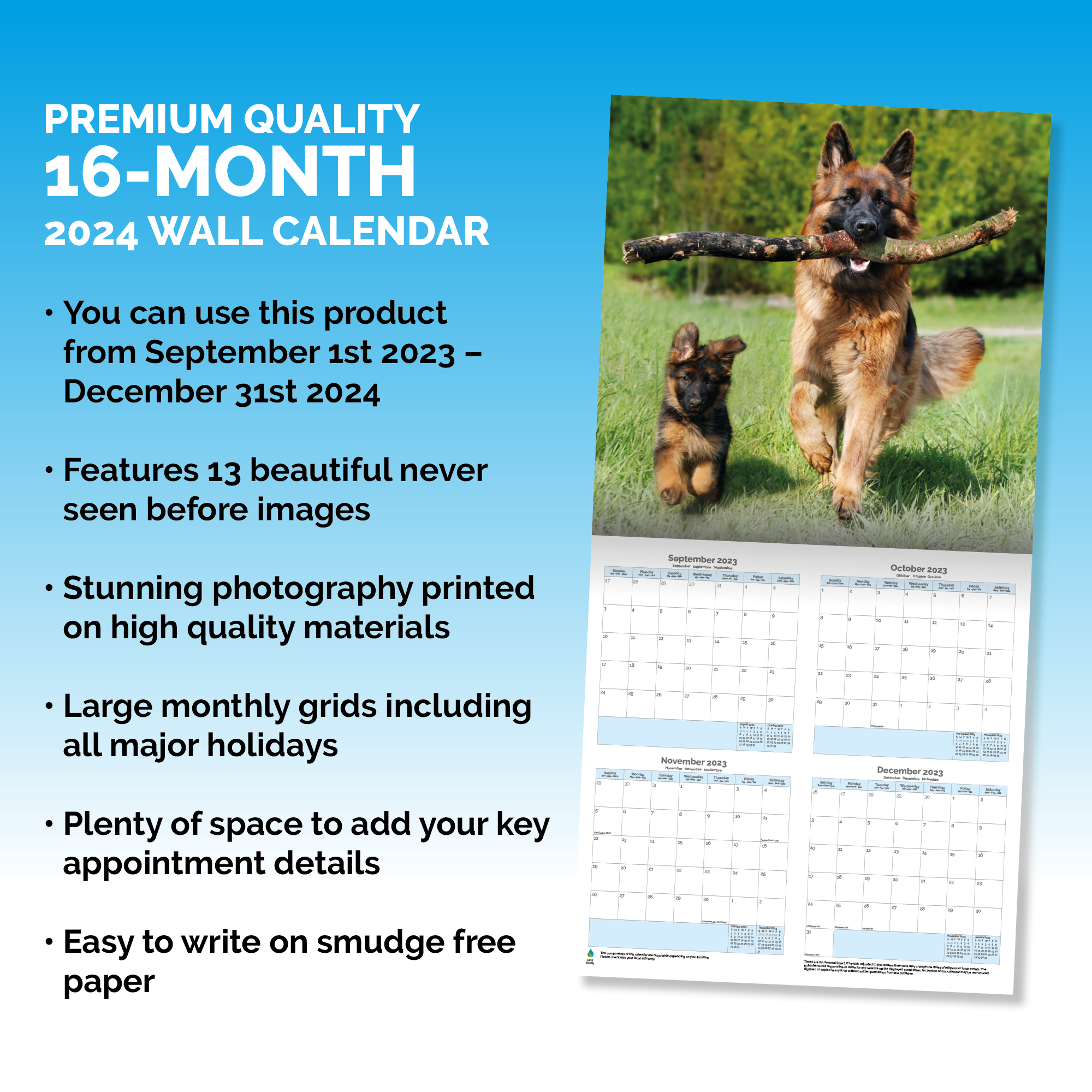 German Shepherd Puppies Calendar 2024
