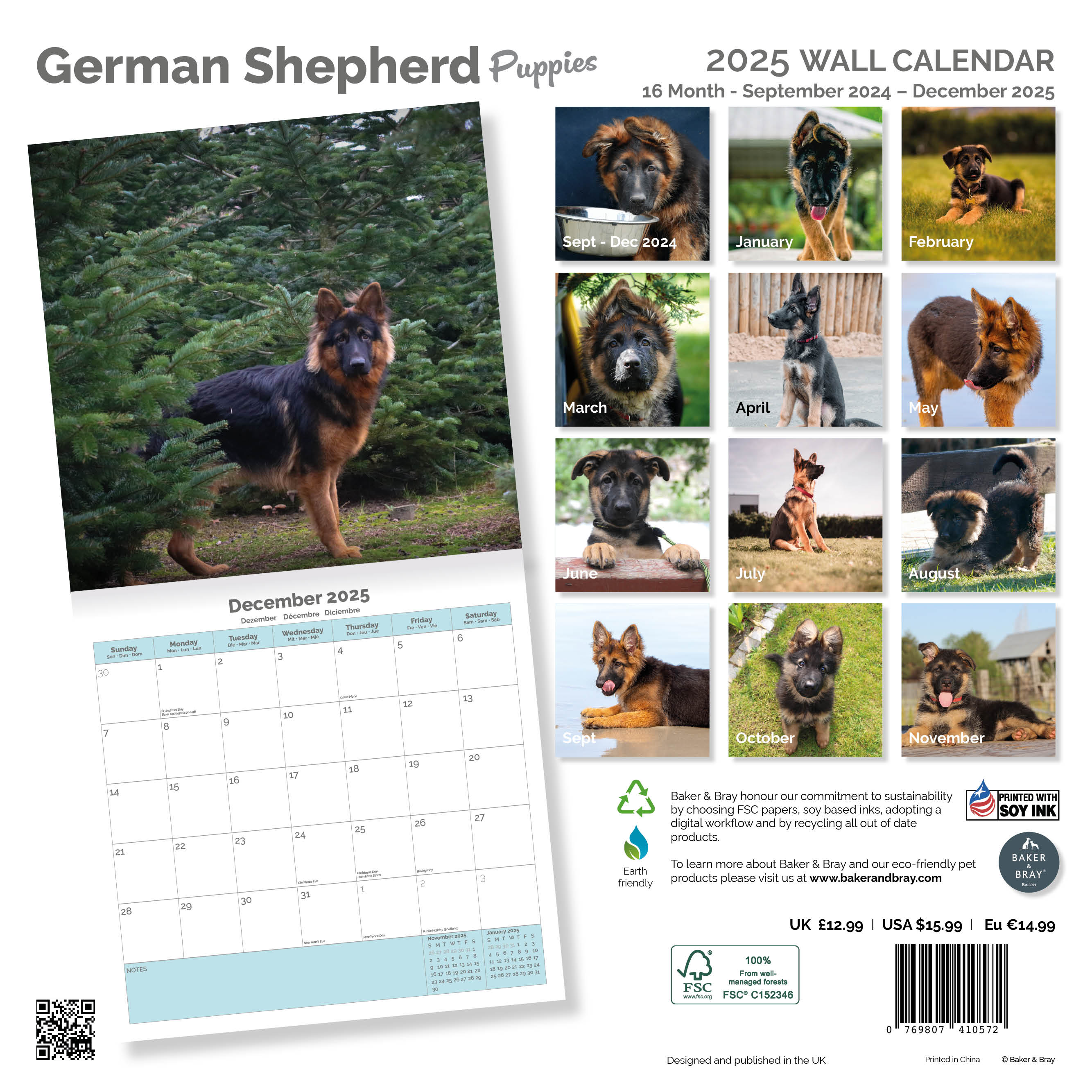 German Shepherd Puppy Calendar 2025