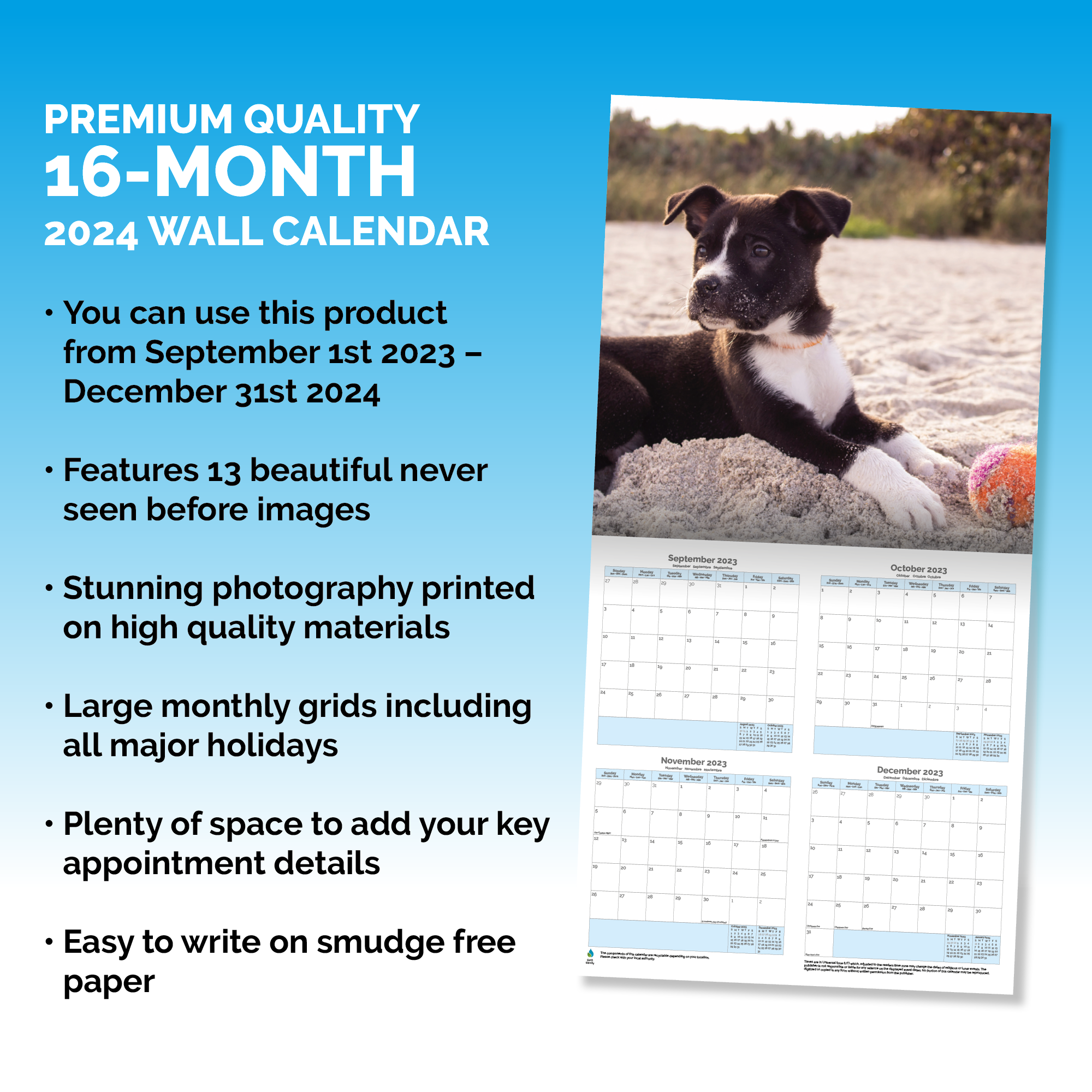 Staffordshire Bull Terrier Puppies Calendar 2024