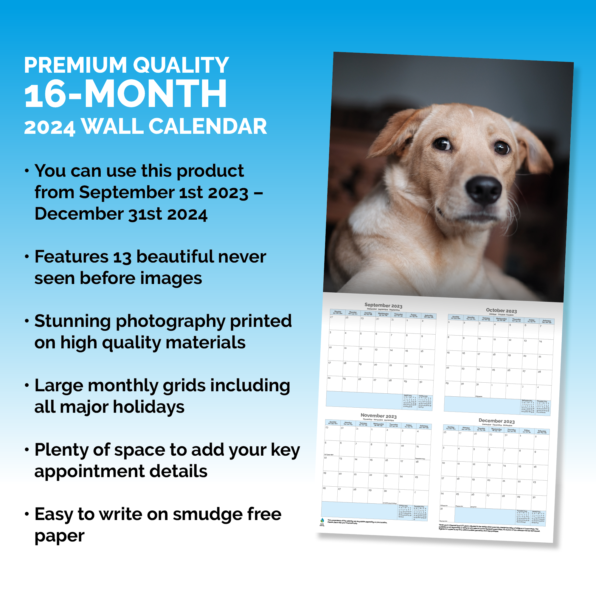 Yellow Labrador Retriever Calendar 2024