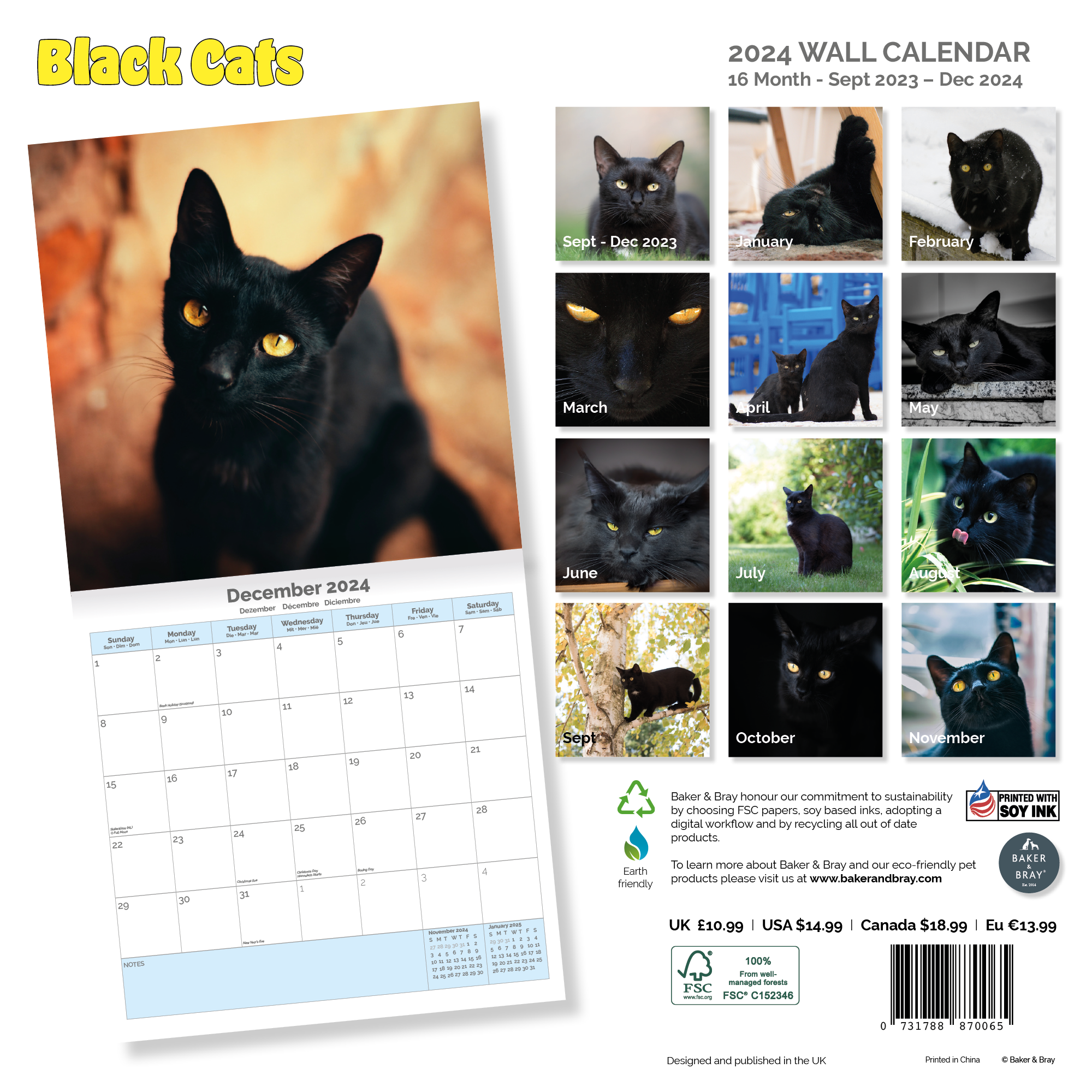 Black Cats Calendar 2024
