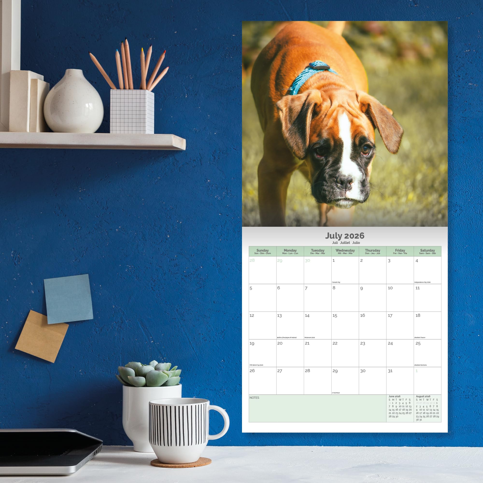 Boxer Dog Calendar 2026