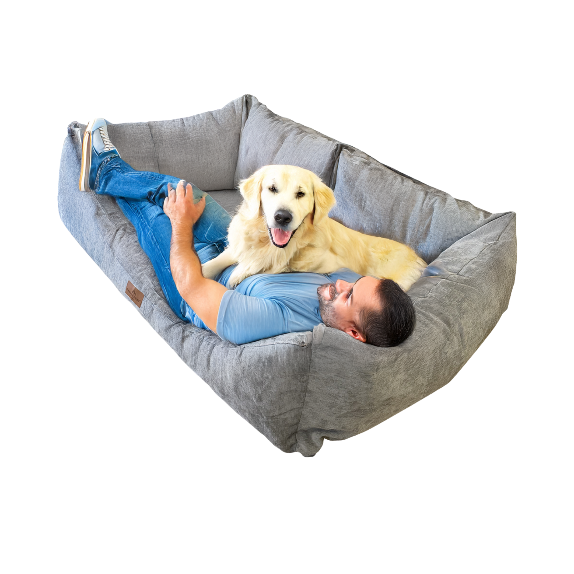 The Human (Cwtch) - Eco Friendly Orthopaedic Luxury Dog Bed, Stone Grey