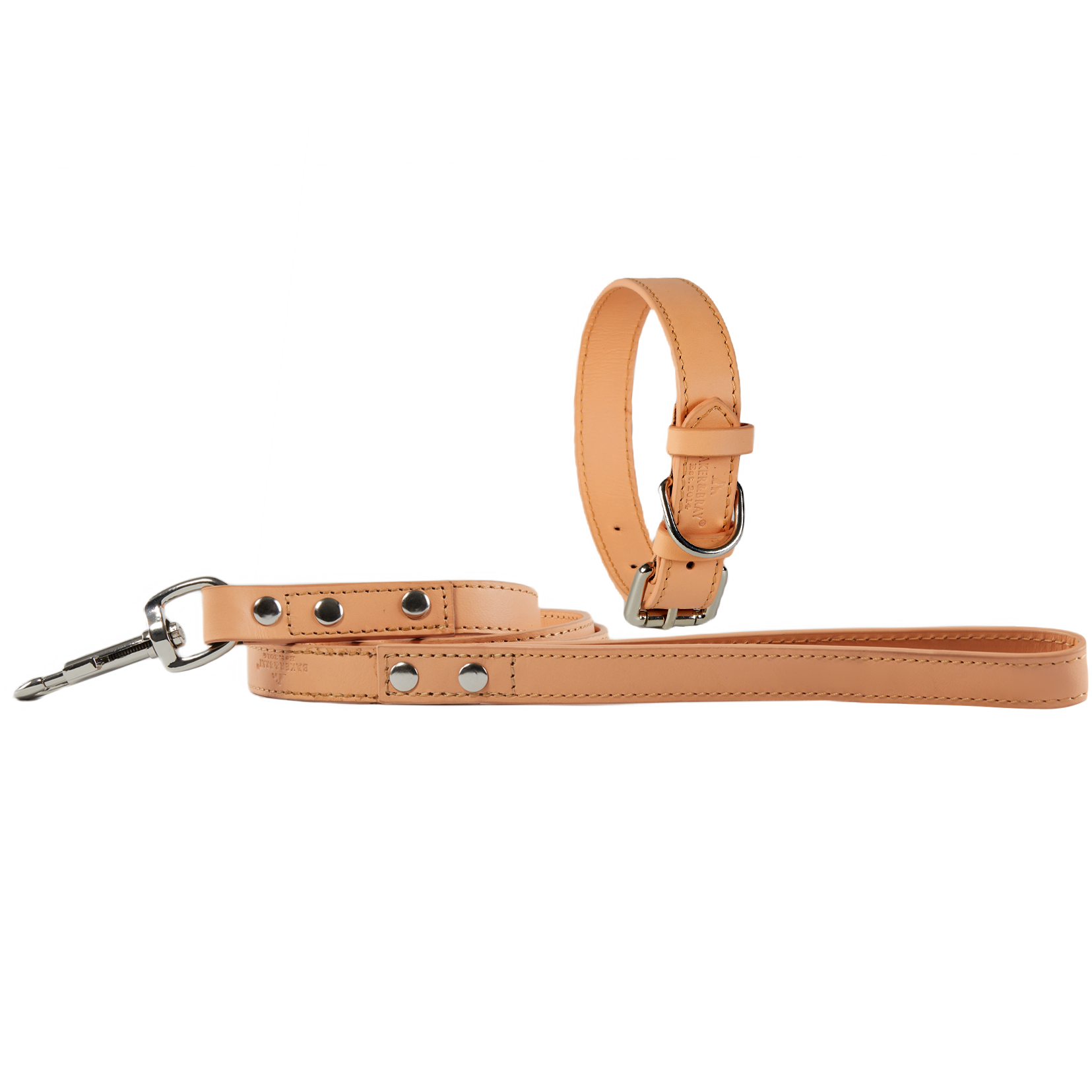 Sustainable Designer Leather Dog Collar & Lead Set, Blush