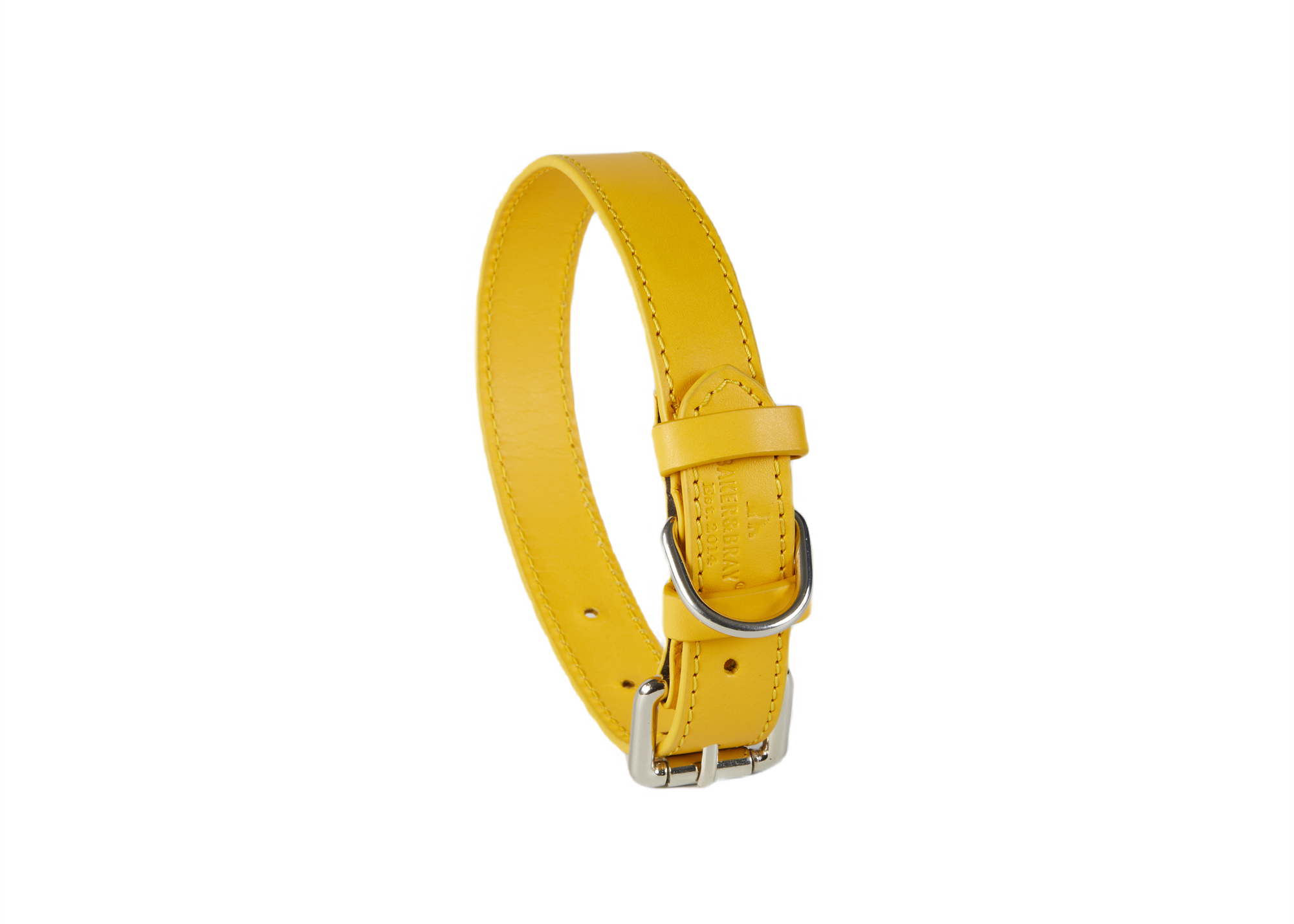 Sustainable Designer Leather Dog Collar, Lemon