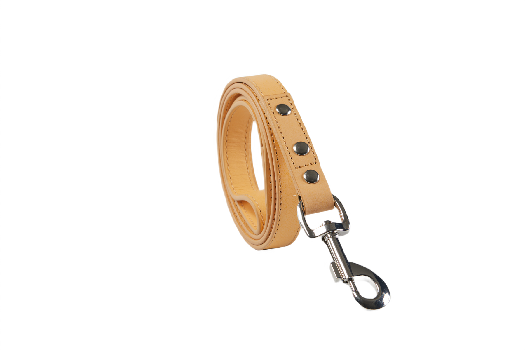 Sustainable Designer Leather Dog Collar & Lead Set, Eggshell