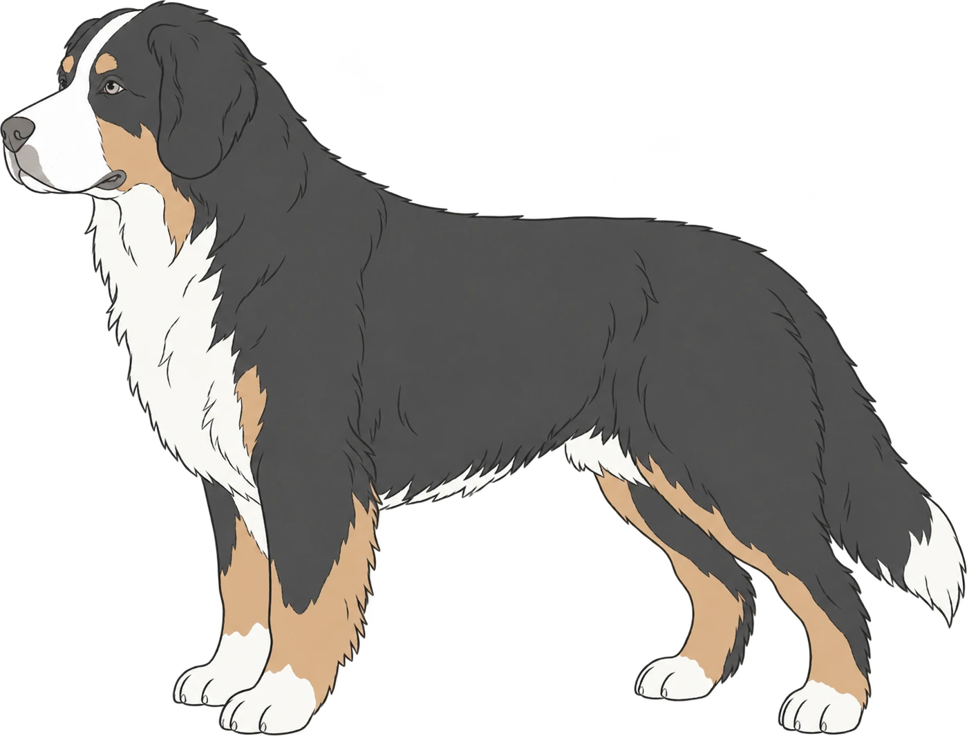 Illustration of a Bernese mountain dog, an extra large dog