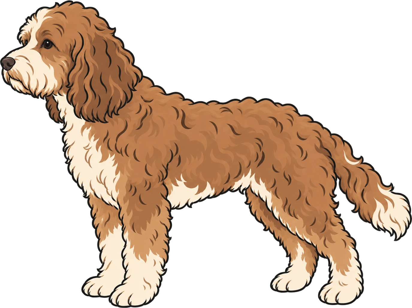 Illustration of a cockapoo, a medium dog